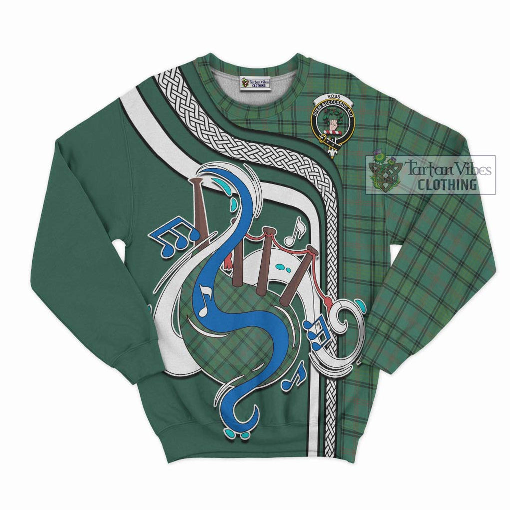 Tartan Vibes Clothing Ross Hunting Ancient Tartan Sweatshirt with Epic Bagpipe Style