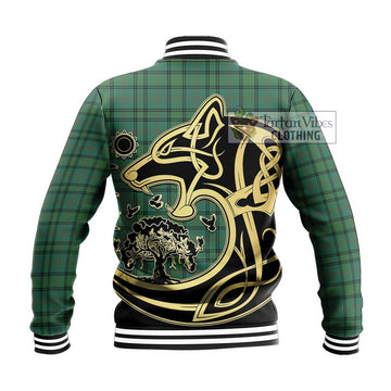 Ross Hunting Ancient Tartan Baseball Jacket with Family Crest Celtic Wolf Style