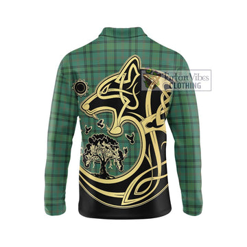 Ross Hunting Ancient Tartan Long Sleeve Polo Shirt with Family Crest Celtic Wolf Style