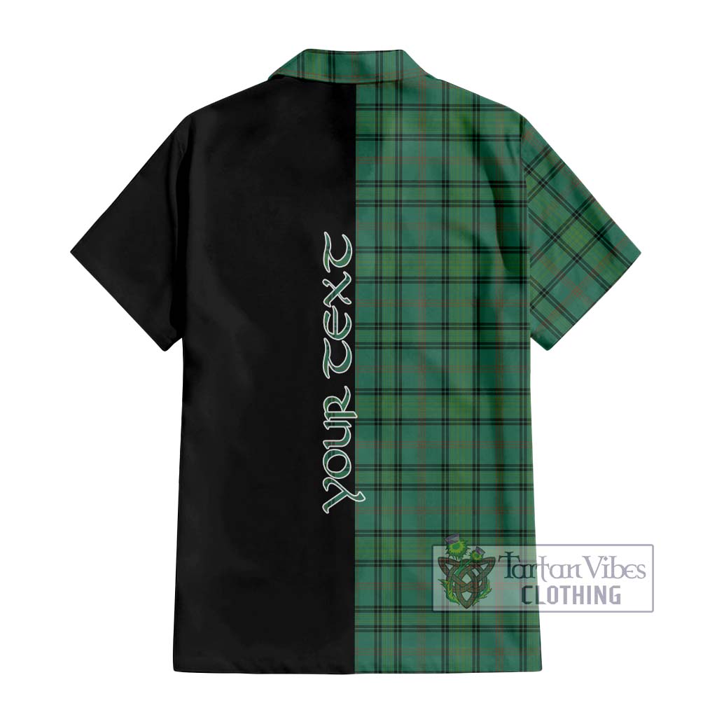 Tartan Vibes Clothing Ross Hunting Ancient Tartan Short Sleeve Button Shirt with Family Crest and Half Of Me Style