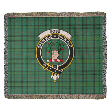 Ross Hunting Ancient Tartan Woven Blanket with Family Crest