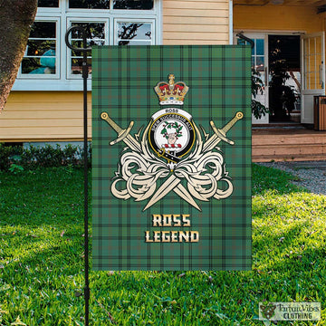 Ross Hunting Ancient Tartan Flag with Clan Crest and the Golden Sword of Courageous Legacy