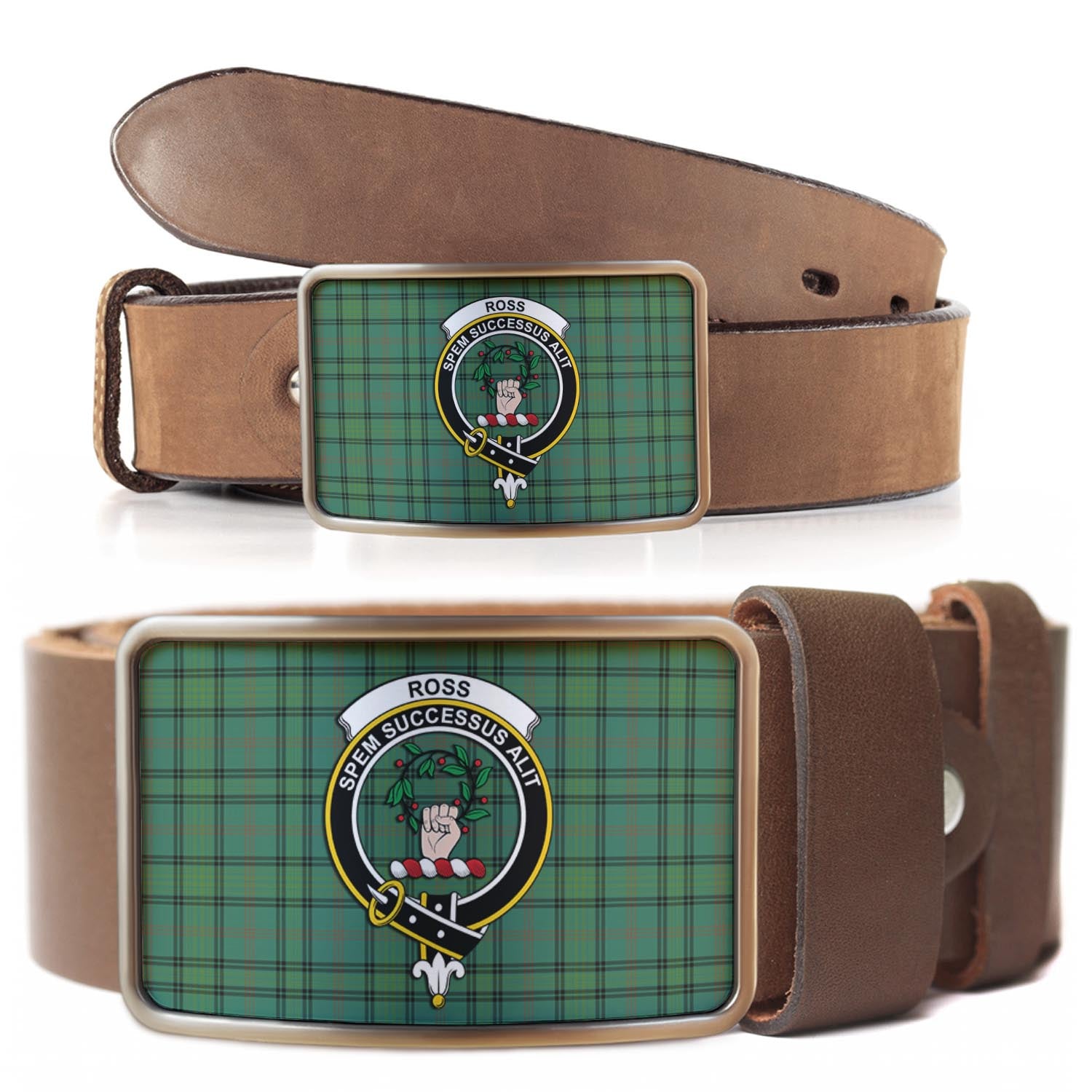 Ross Hunting Ancient Tartan Belt Buckles with Family Crest - Tartan Vibes Clothing