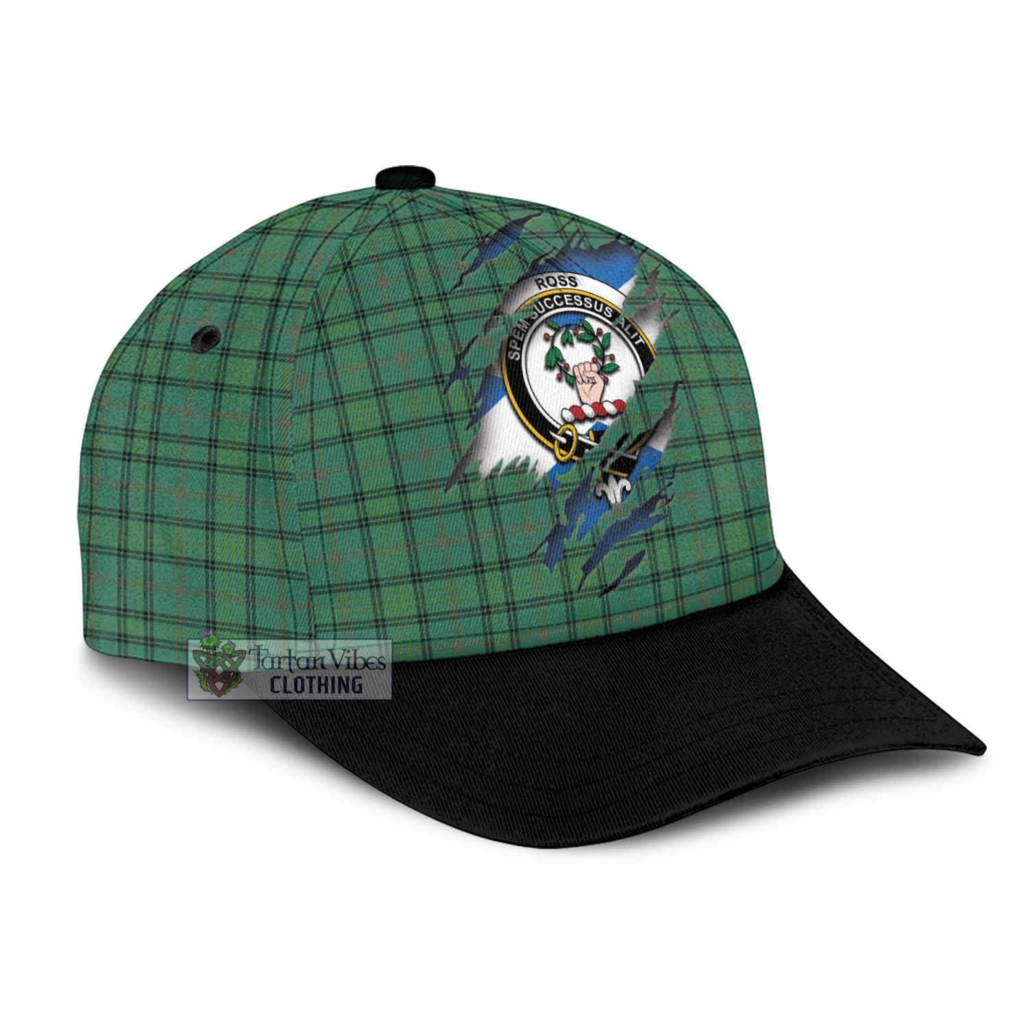 Tartan Vibes Clothing Ross Hunting Ancient Tartan Classic Cap with Family Crest In Me Style