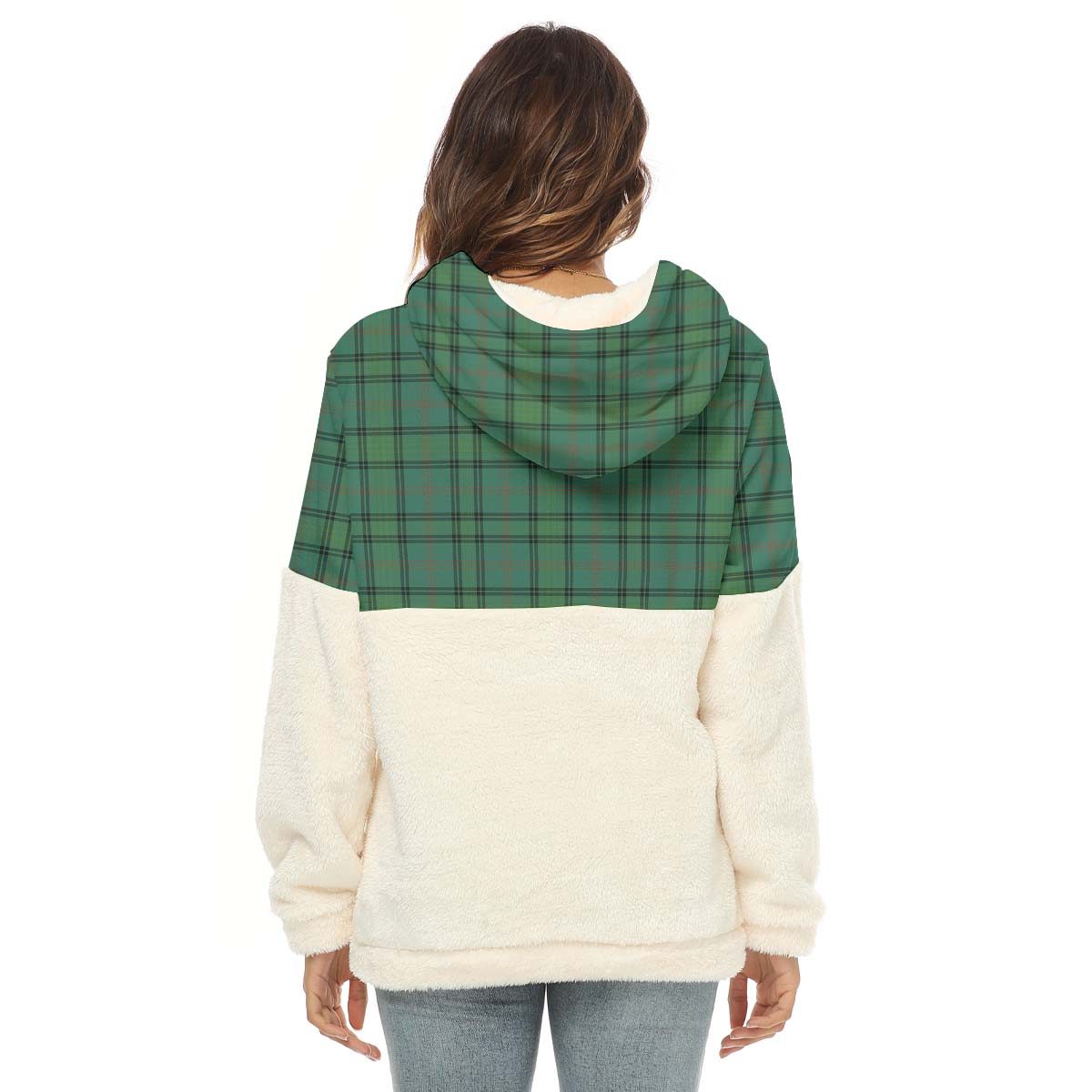 ross-hunting-ancient-tartan-womens-borg-fleece-hoodie-with-half-zip-with-family-crest