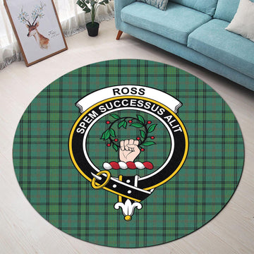 Ross Hunting Ancient Tartan Round Rug with Family Crest