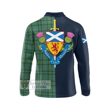 Ross Hunting Ancient Tartan Long Sleeve Polo Shirt with Scottish Lion Royal Arm Half Style