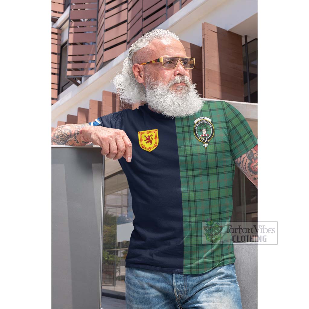 Tartan Vibes Clothing Ross Hunting Ancient Tartan Cotton T-shirt with Scottish Lion Royal Arm Half Style