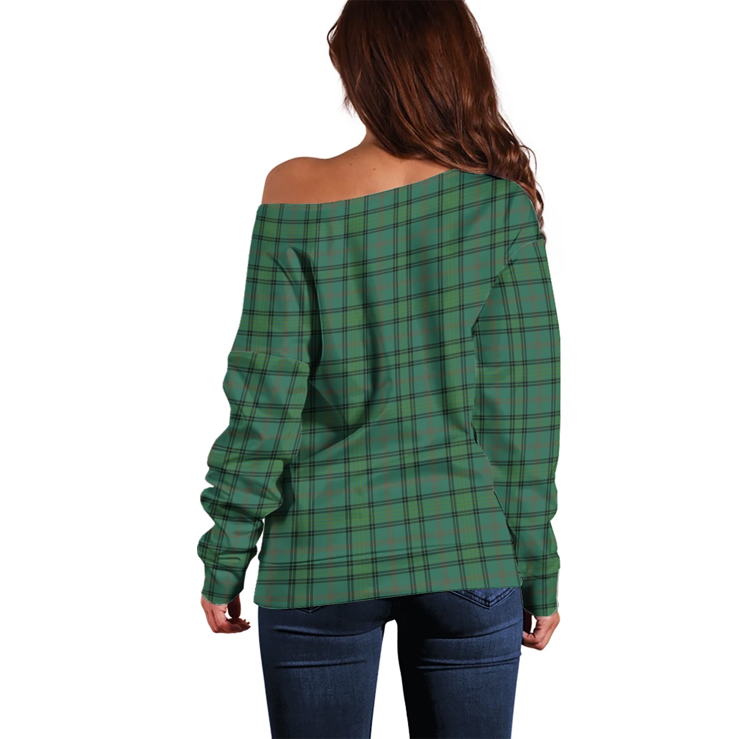 Ross Hunting Ancient Tartan Off Shoulder Women Sweater with Family Crest - Tartanvibesclothing Shop