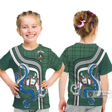 Ross Hunting Ancient Tartan Kid T-Shirt with Epic Bagpipe Style