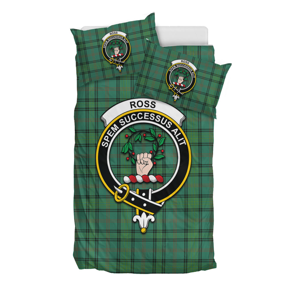 Ross Hunting Ancient Tartan Bedding Set with Family Crest - Tartan Vibes Clothing