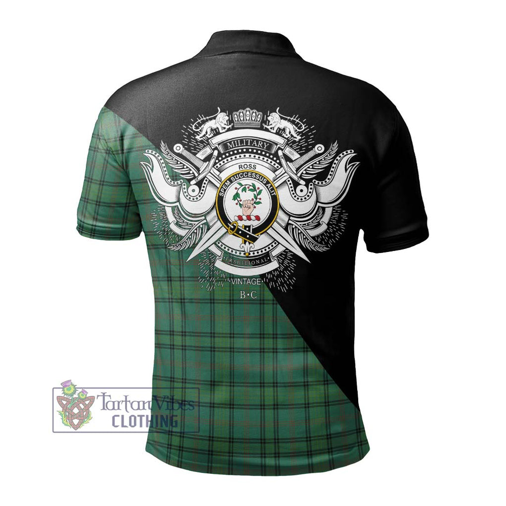 Ross Hunting Ancient Tartan Polo Shirt with Family Crest and Military Logo Style - Tartanvibesclothing Shop