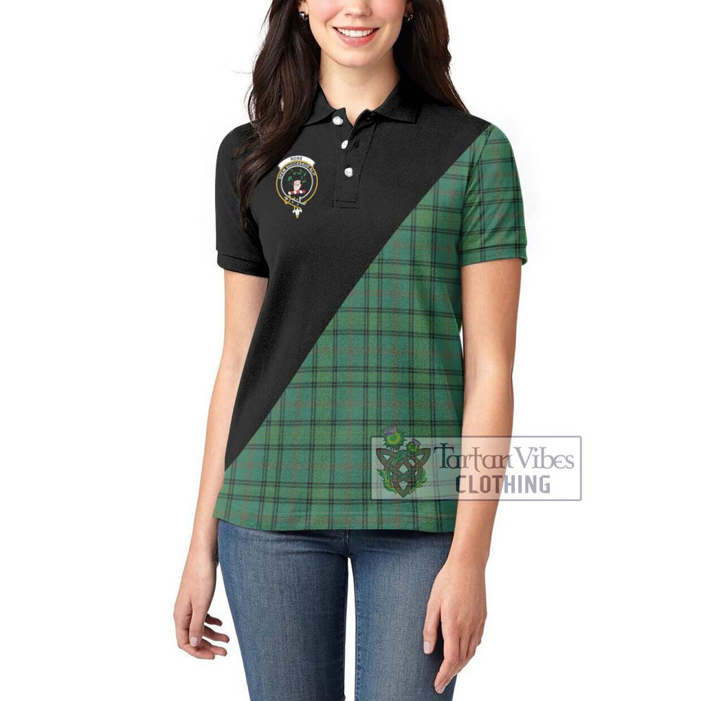 Ross Hunting Ancient Tartan Women's Polo Shirt with Family Crest and Military Logo Style - Tartanvibesclothing Shop