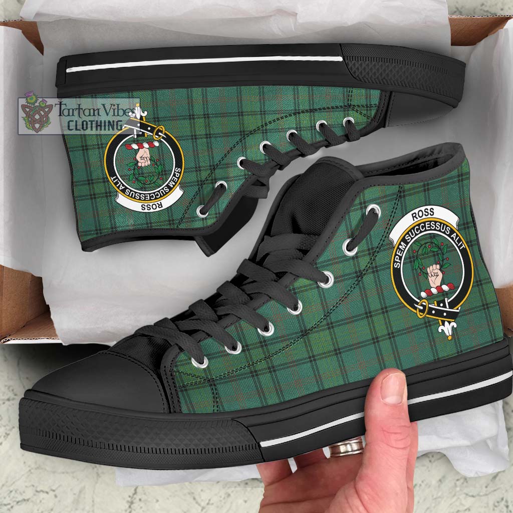 Tartan Vibes Clothing Ross Hunting Ancient Tartan High Top Shoes with Family Crest