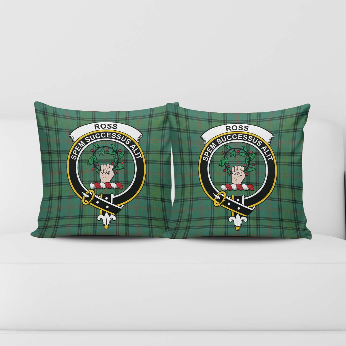 Ross Hunting Ancient Tartan Pillow Cover with Family Crest - Tartanvibesclothing