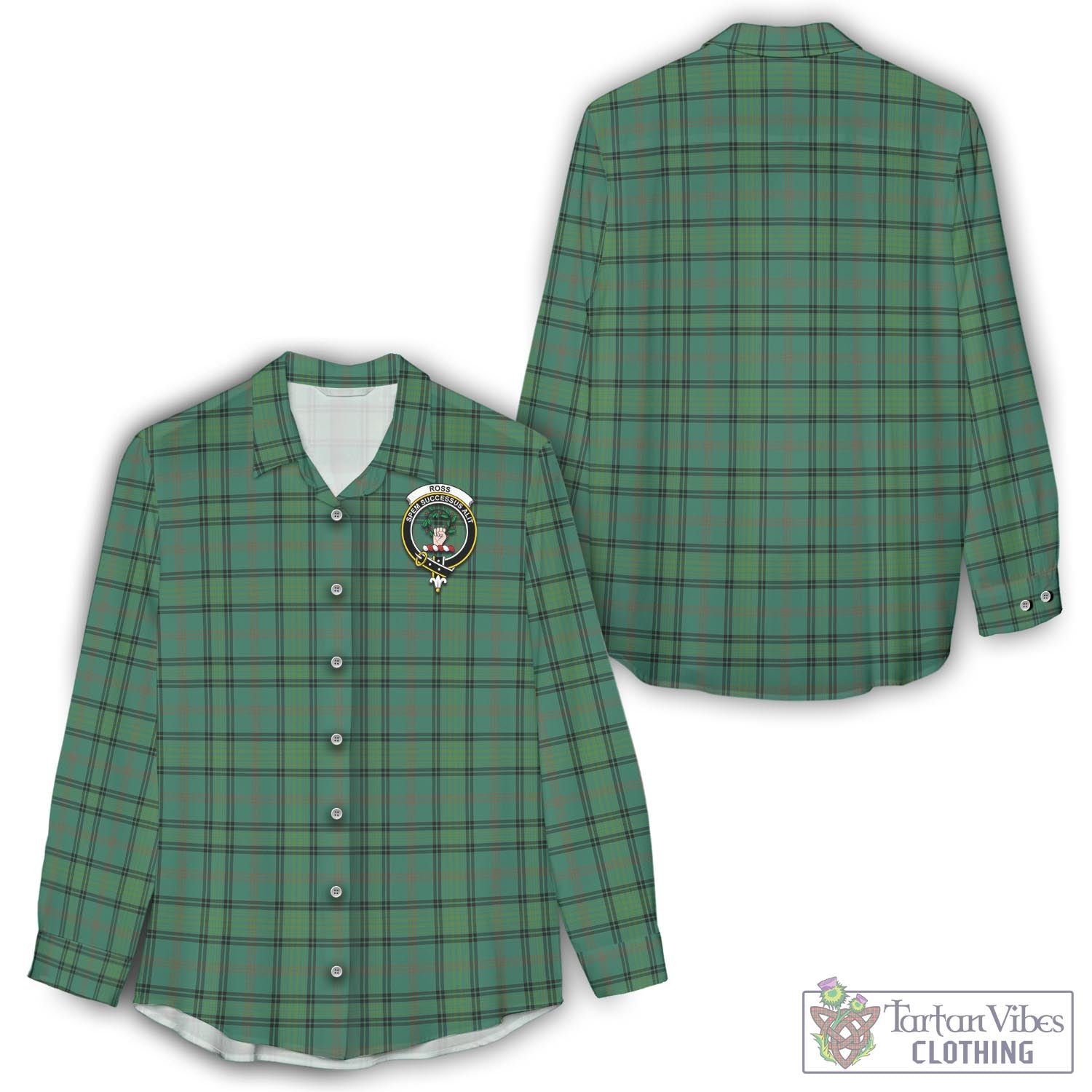 Tartan Vibes Clothing Ross Hunting Ancient Tartan Womens Casual Shirt with Family Crest