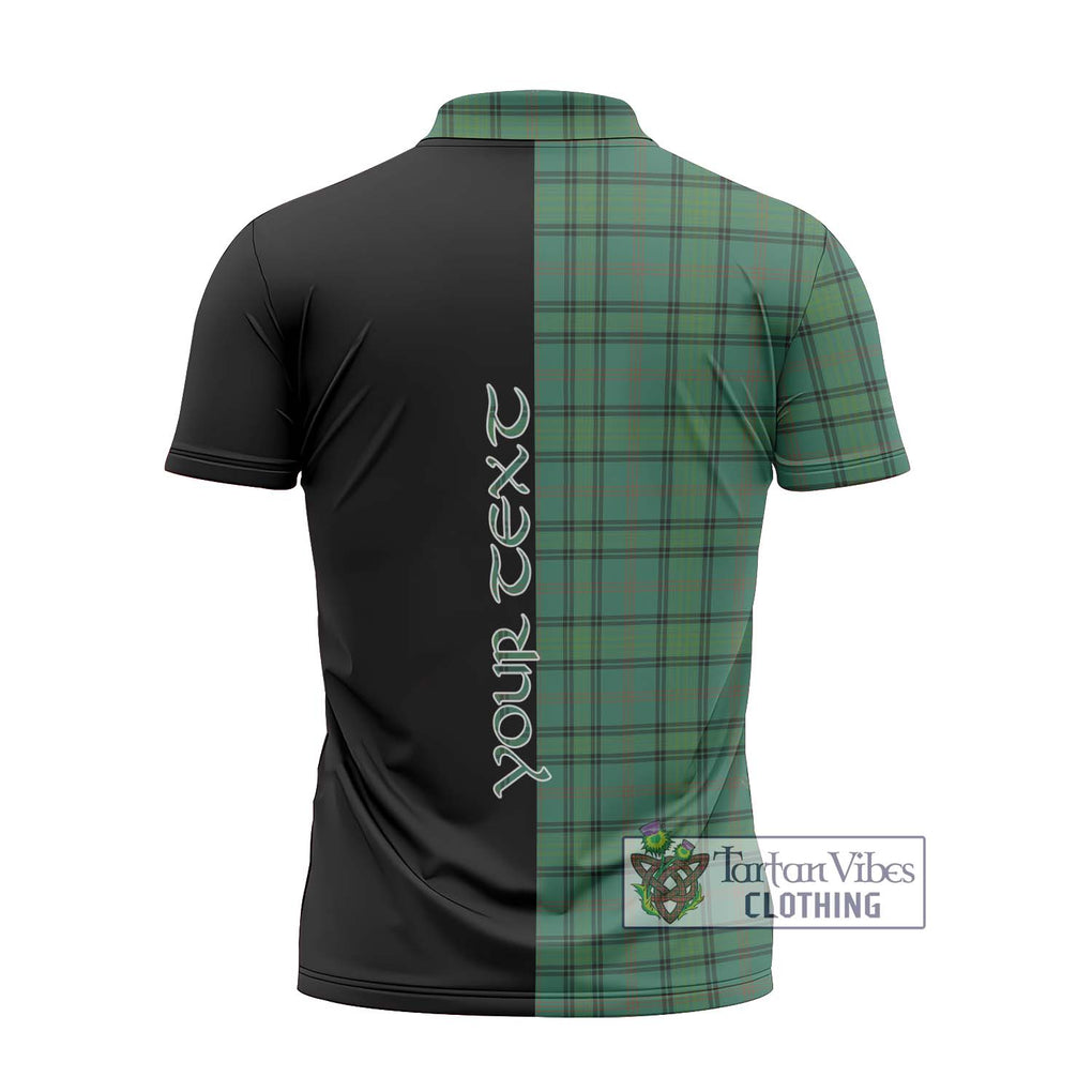 Ross Hunting Ancient Tartan Zipper Polo Shirt with Family Crest and Half Of Me Style - Tartanvibesclothing Shop