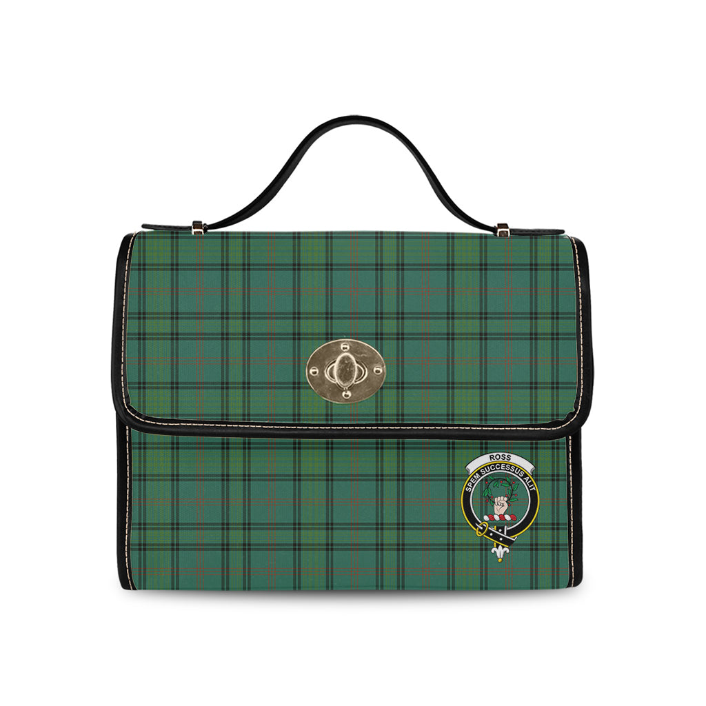 ross-hunting-ancient-tartan-leather-strap-waterproof-canvas-bag-with-family-crest