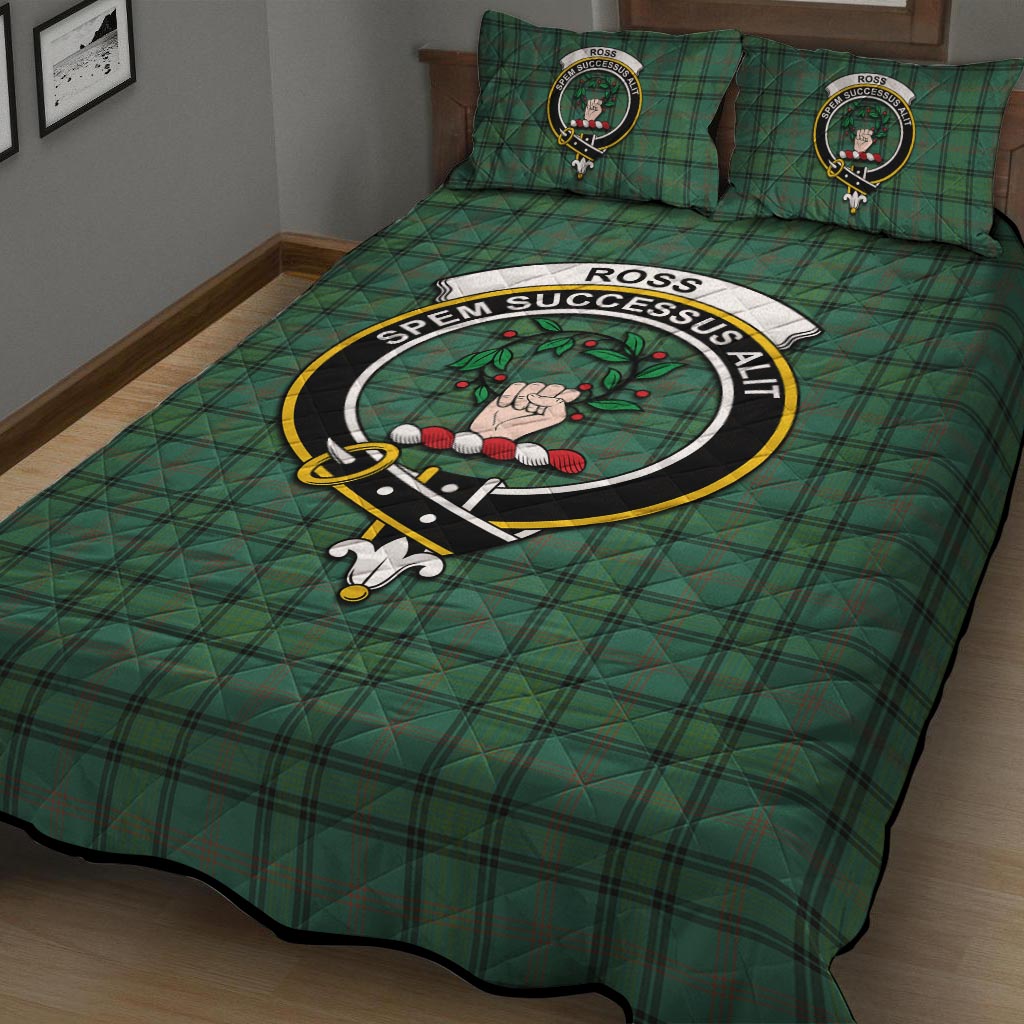 Ross Hunting Ancient Tartan Quilt Bed Set with Family Crest