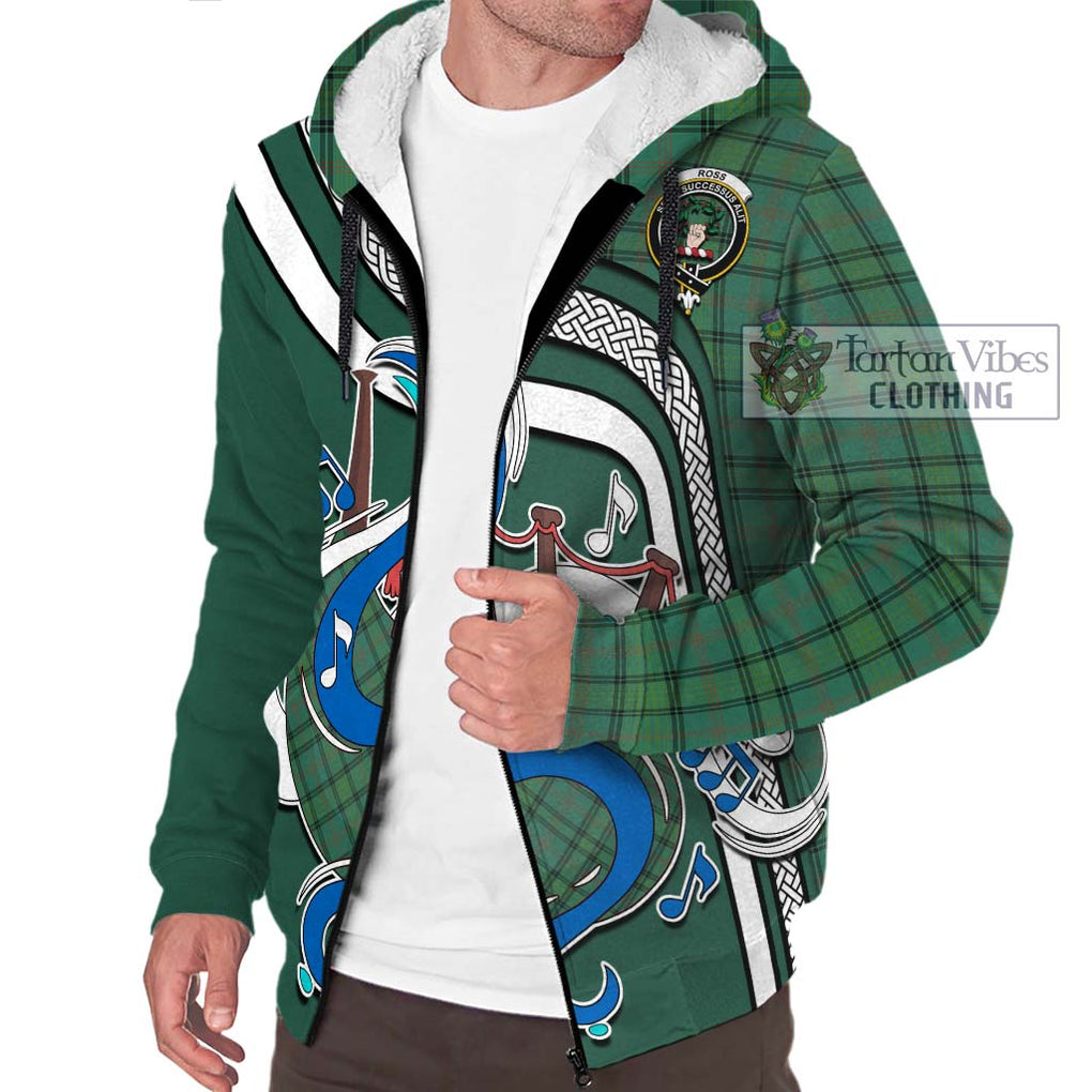 Ross Hunting Ancient Tartan Sherpa Hoodie with Epic Bagpipe Style Unisex - Tartanvibesclothing Shop