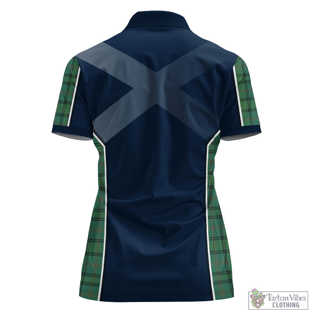 Tartan Vibes Clothing Ross Hunting Ancient Tartan Women's Polo Shirt with Family Crest and Scottish Thistle Vibes Sport Style