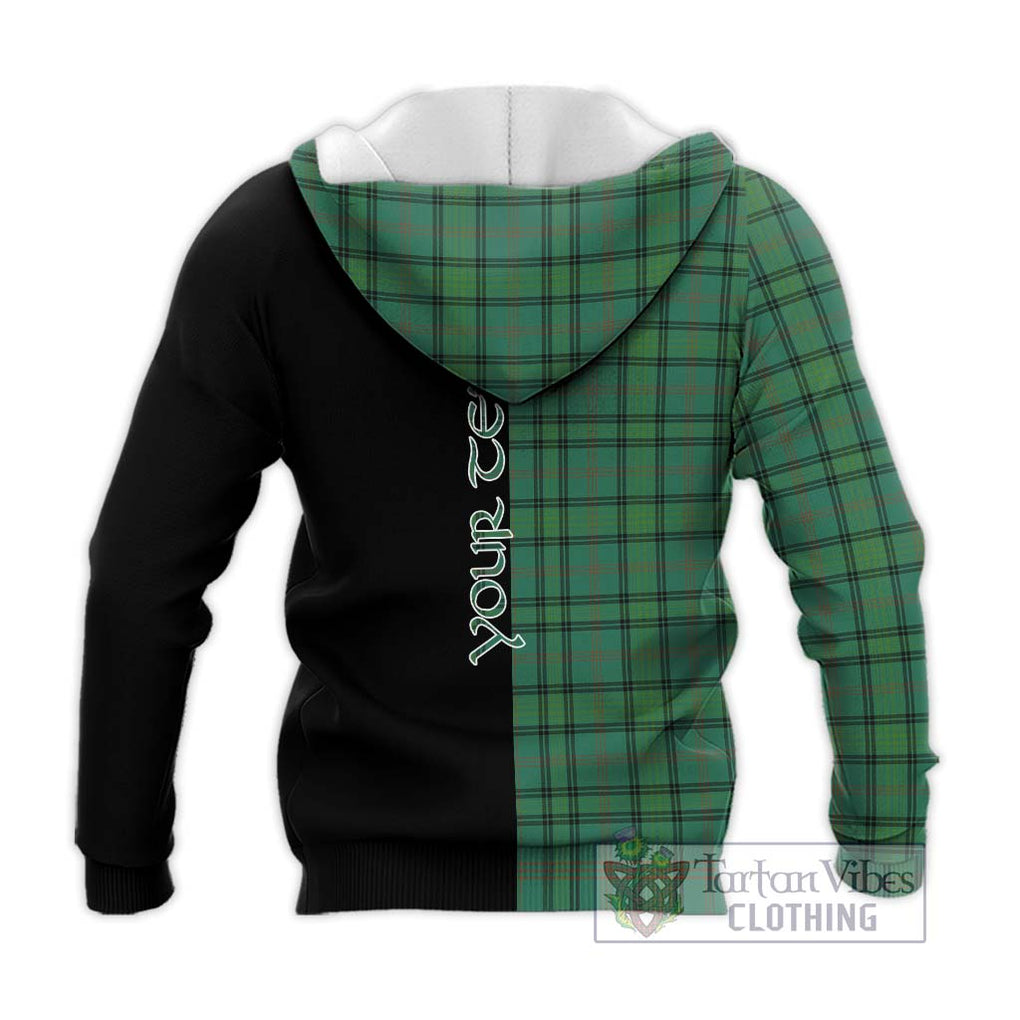 Ross Hunting Ancient Tartan Knitted Hoodie with Family Crest and Half Of Me Style - Tartanvibesclothing Shop