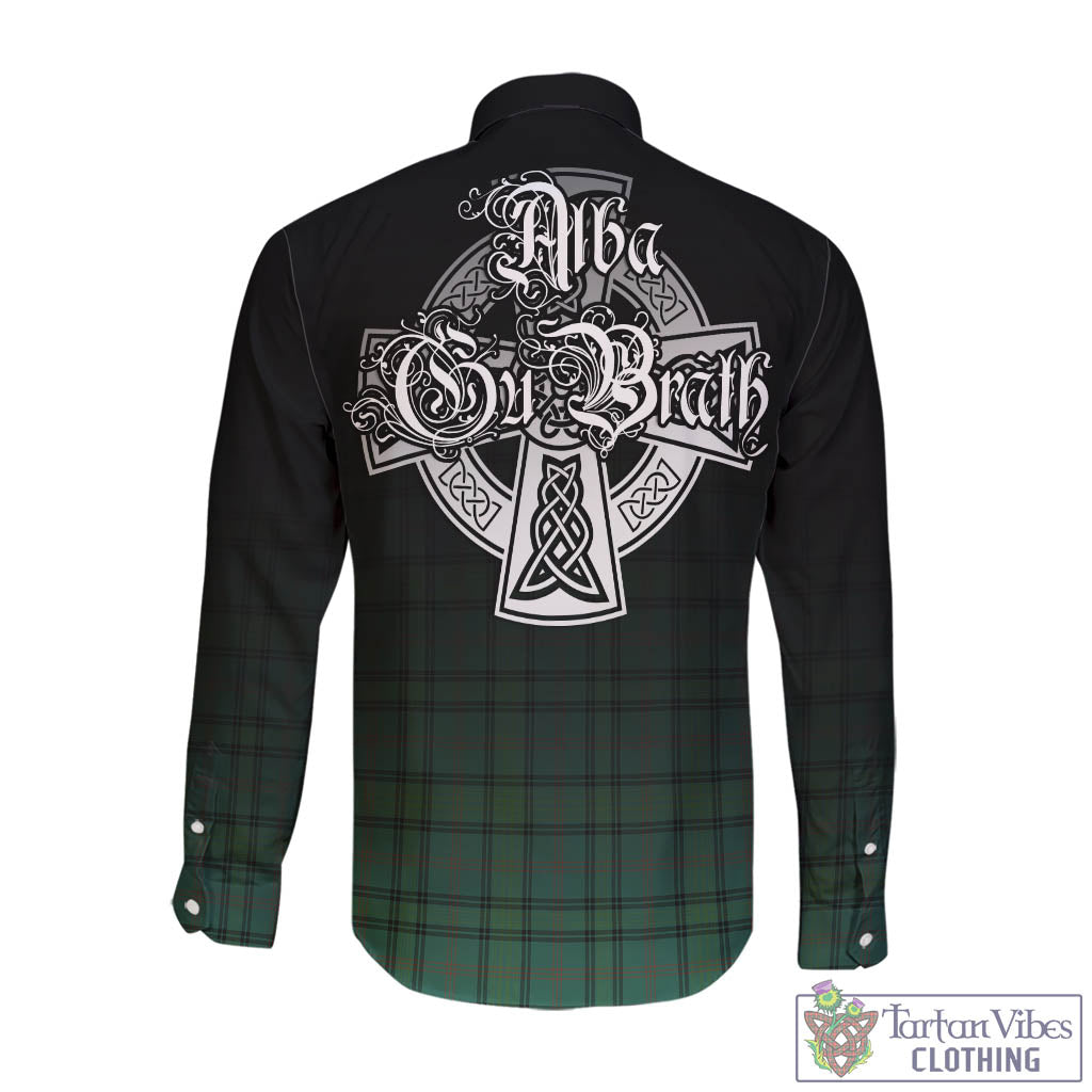 Tartan Vibes Clothing Ross Hunting Ancient Tartan Long Sleeve Button Up Featuring Alba Gu Brath Family Crest Celtic Inspired