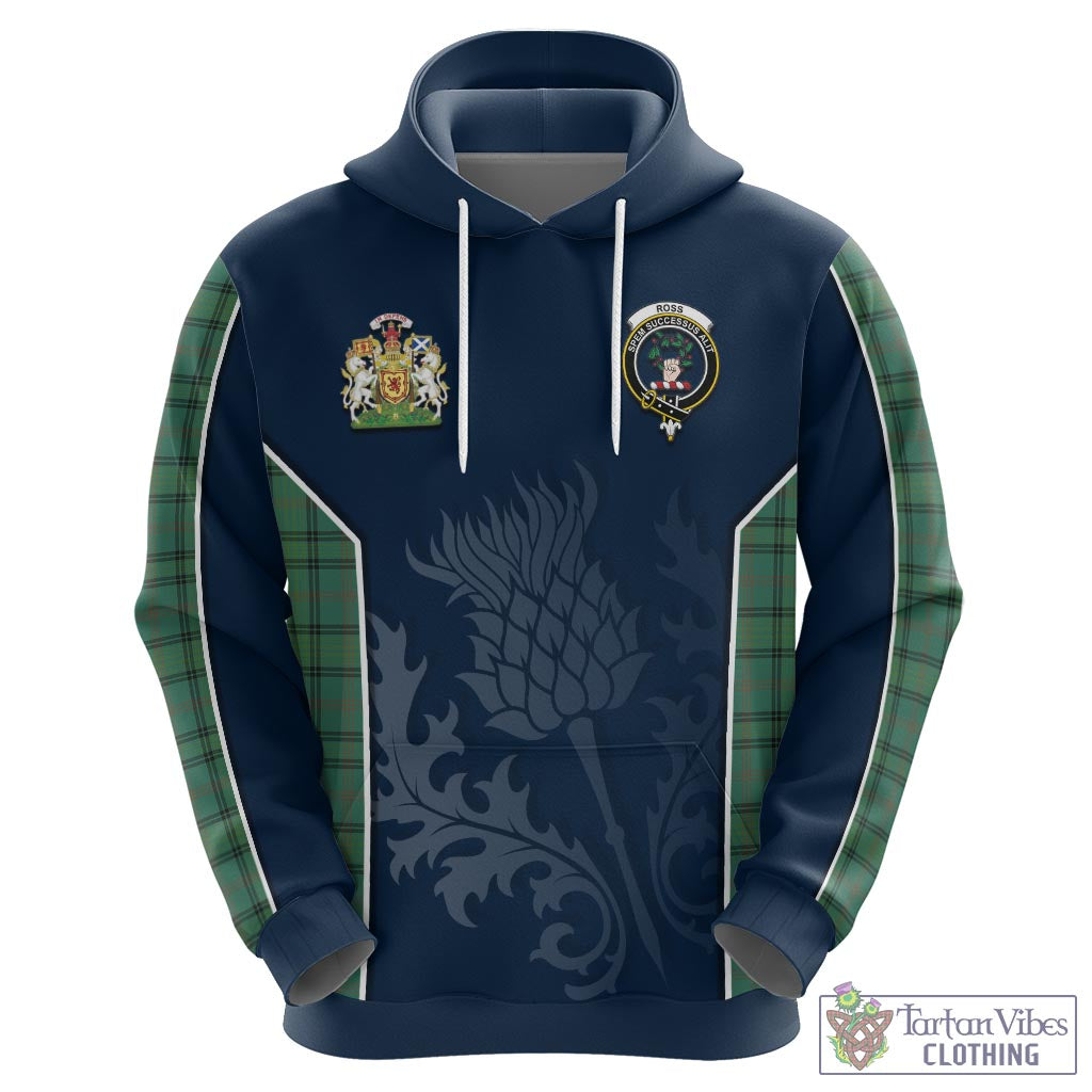 Tartan Vibes Clothing Ross Hunting Ancient Tartan Hoodie with Family Crest and Scottish Thistle Vibes Sport Style