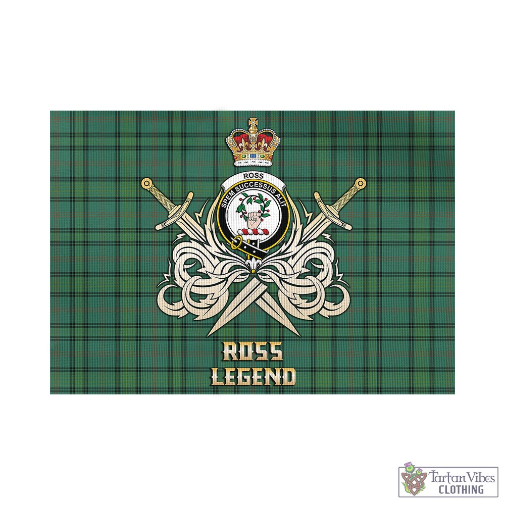 Tartan Vibes Clothing Ross Hunting Ancient Tartan Flag with Clan Crest and the Golden Sword of Courageous Legacy