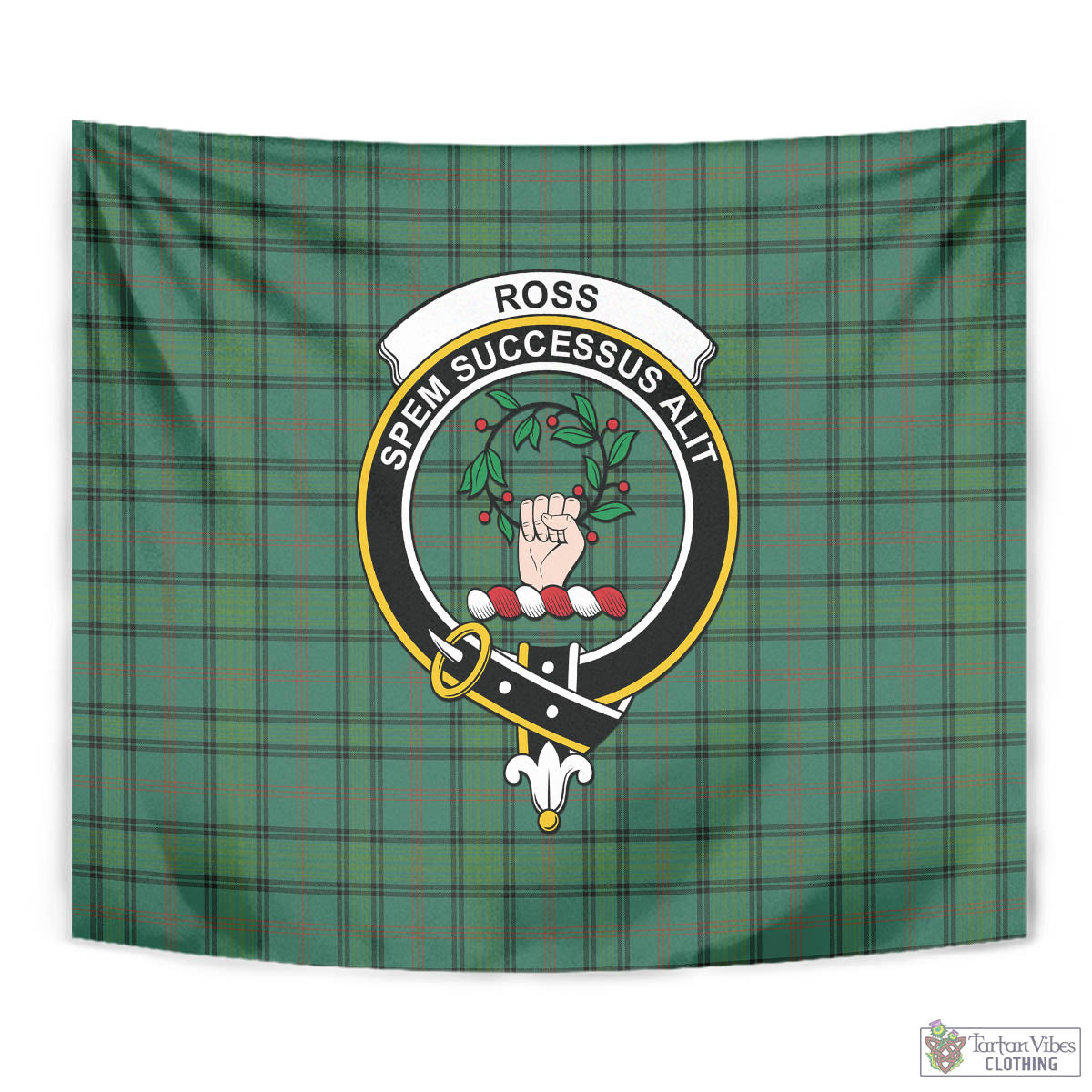 Tartan Vibes Clothing Ross Hunting Ancient Tartan Tapestry Wall Hanging and Home Decor for Room with Family Crest