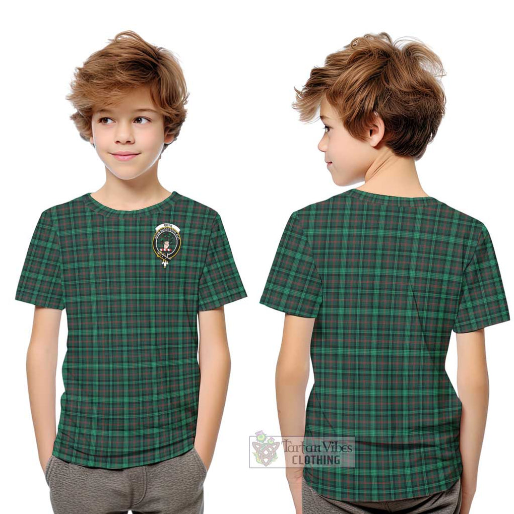 Ross Hunting Modern Tartan Kid T-Shirt with Family Crest Youth XL Size14 - Tartanvibesclothing Shop