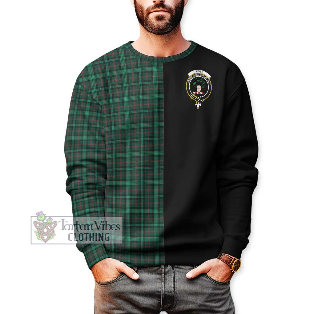 Ross Hunting Modern Tartan Sweatshirt with Family Crest and Half Of Me Style Unisex - Tartanvibesclothing Shop