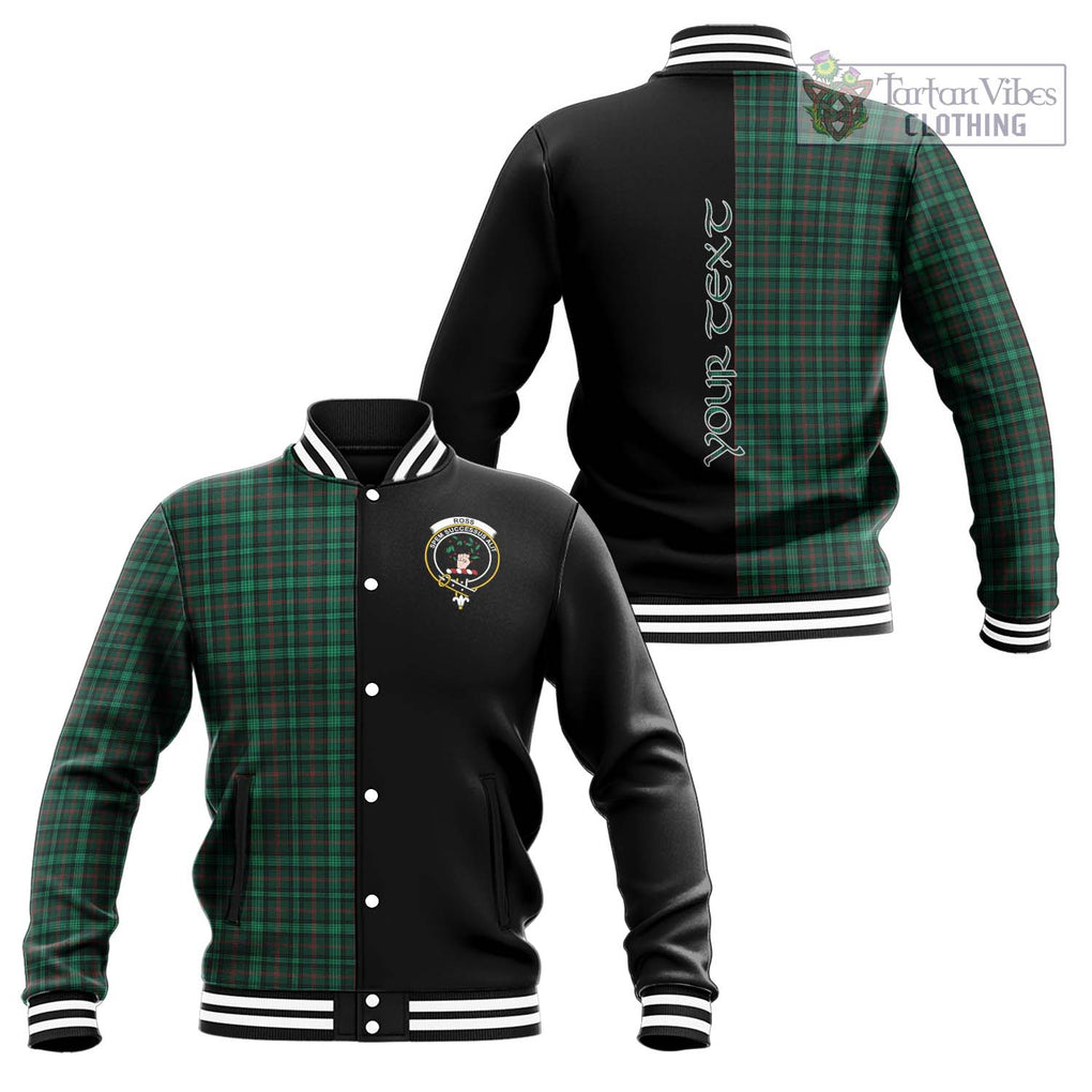 Ross Hunting Modern Tartan Baseball Jacket with Family Crest and Half Of Me Style Unisex - Tartanvibesclothing Shop