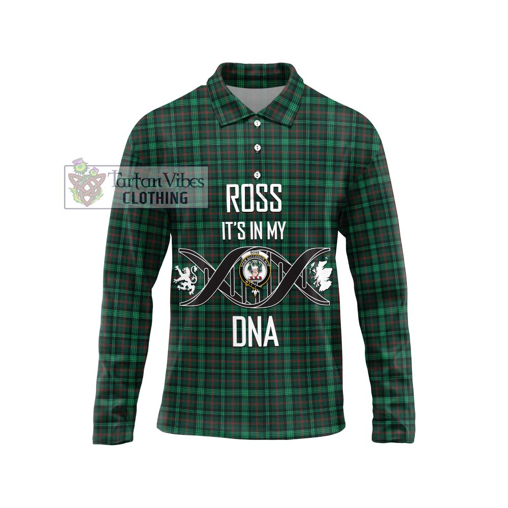 Ross Hunting Modern Tartan Long Sleeve Polo Shirt with Family Crest DNA In Me Style Unisex - Tartanvibesclothing Shop