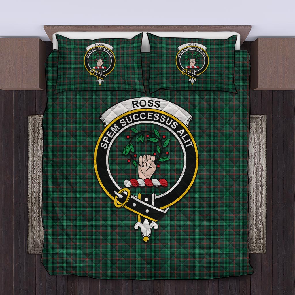 Ross Hunting Modern Tartan Quilt Bed Set with Family Crest Twin - Tartan Vibes Clothing