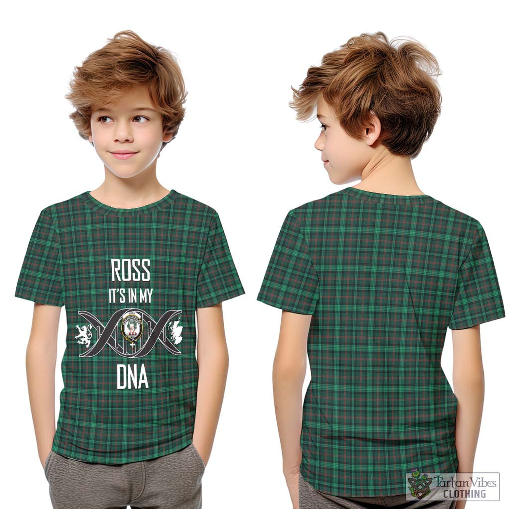 Ross Hunting Modern Tartan Kid T-Shirt with Family Crest DNA In Me Style Youth XL Size14 - Tartanvibesclothing Shop