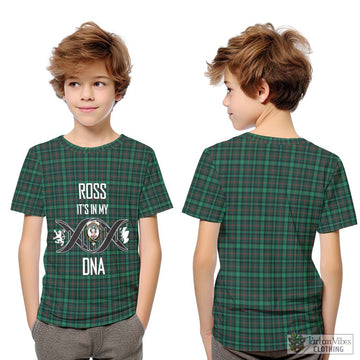 Ross Hunting Modern Tartan Kid T-Shirt with Family Crest DNA In Me Style