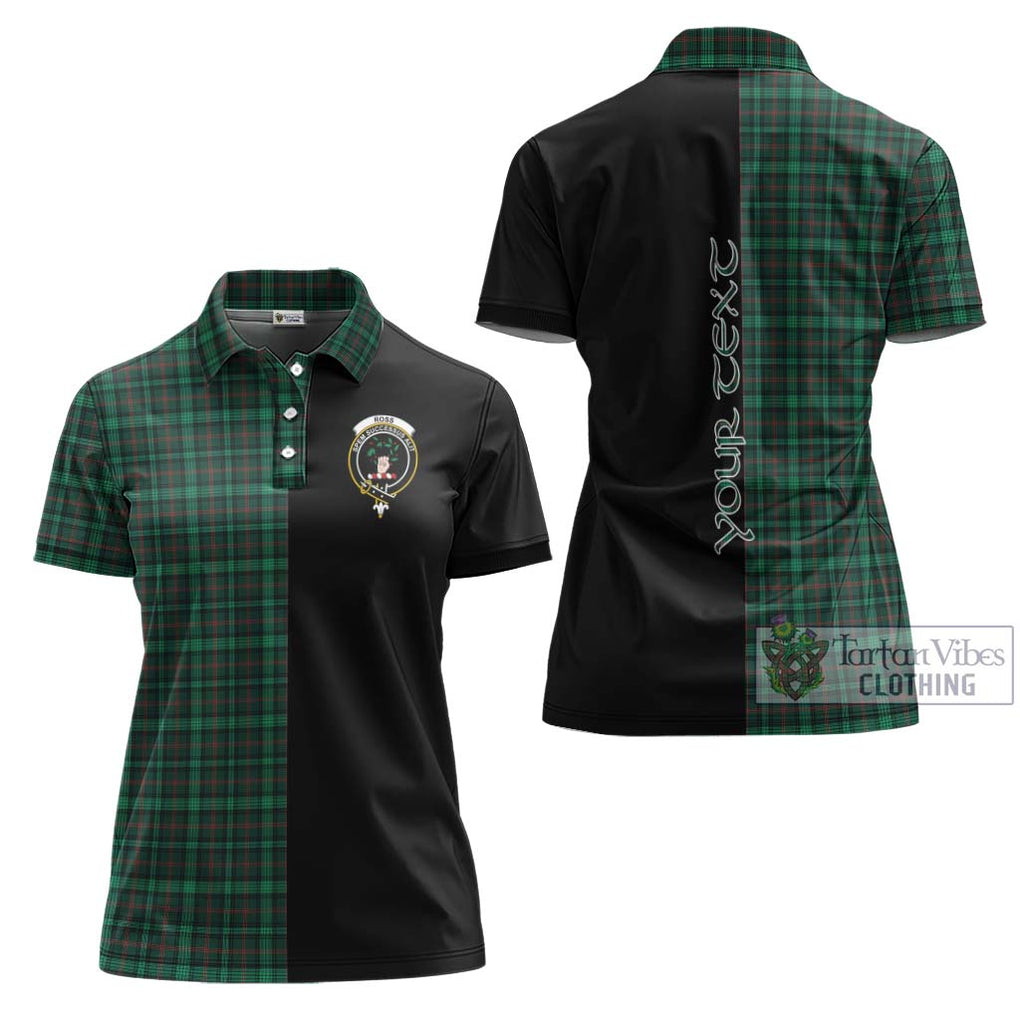 Ross Hunting Modern Tartan Women's Polo Shirt with Family Crest and Half Of Me Style Women - Tartanvibesclothing Shop