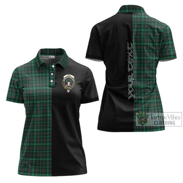 Ross Hunting Modern Tartan Women's Polo Shirt with Family Crest and Half Of Me Style