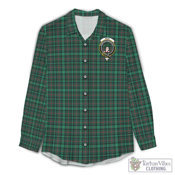 Ross Hunting Modern Tartan Women's Casual Shirt with Family Crest