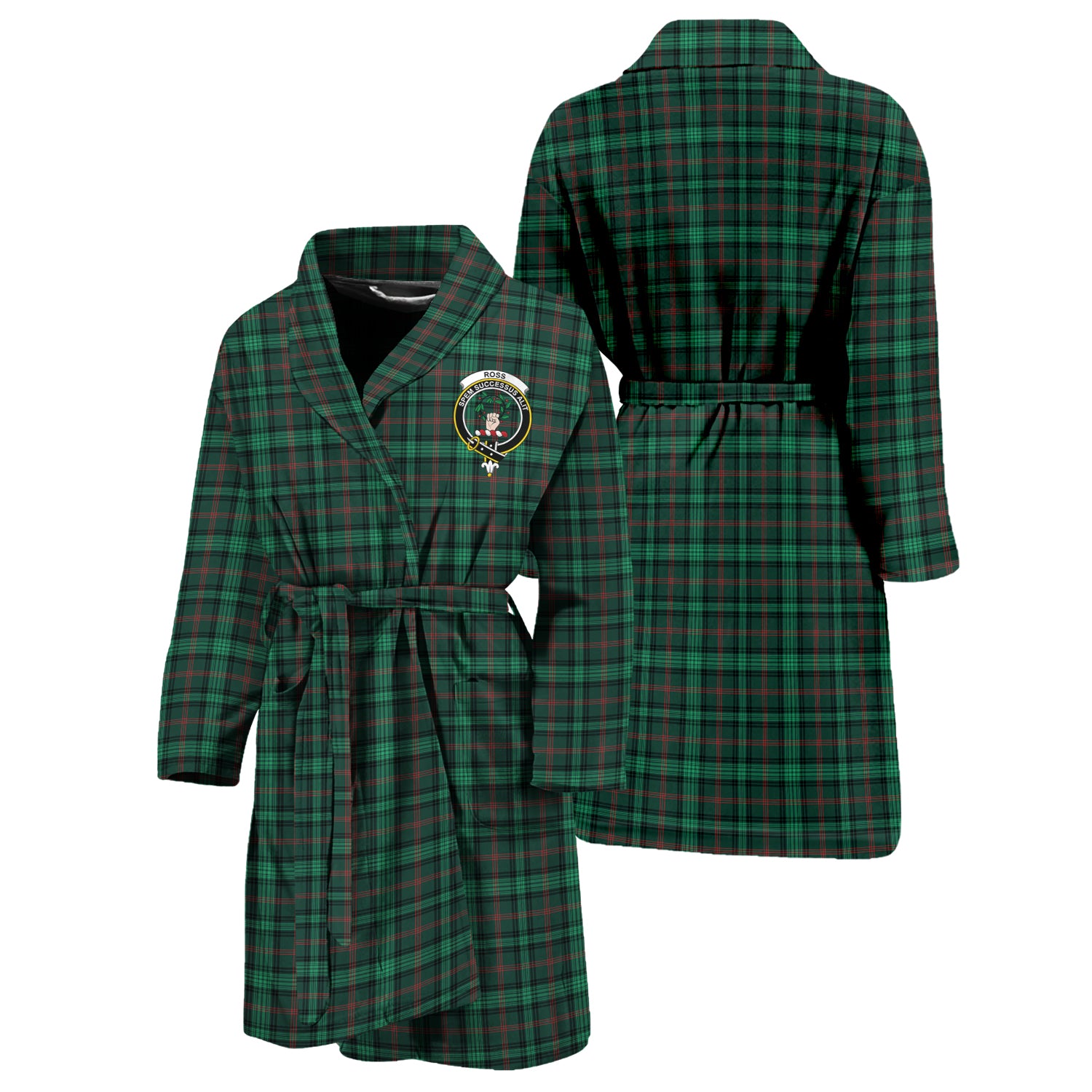 Ross Hunting Modern Tartan Bathrobe with Family Crest Unisex S - Tartan Vibes Clothing