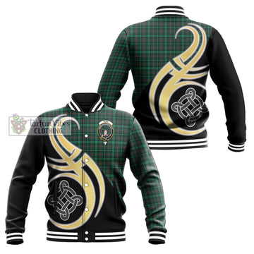 Ross Hunting Modern Tartan Baseball Jacket with Family Crest and Celtic Symbol Style