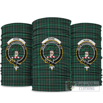 Ross Hunting Modern Tartan Neck Gaiters, Tartan Bandanas, Tartan Head Band with Family Crest