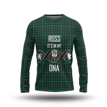 Ross Hunting Modern Tartan Long Sleeve T-Shirt with Family Crest DNA In Me Style