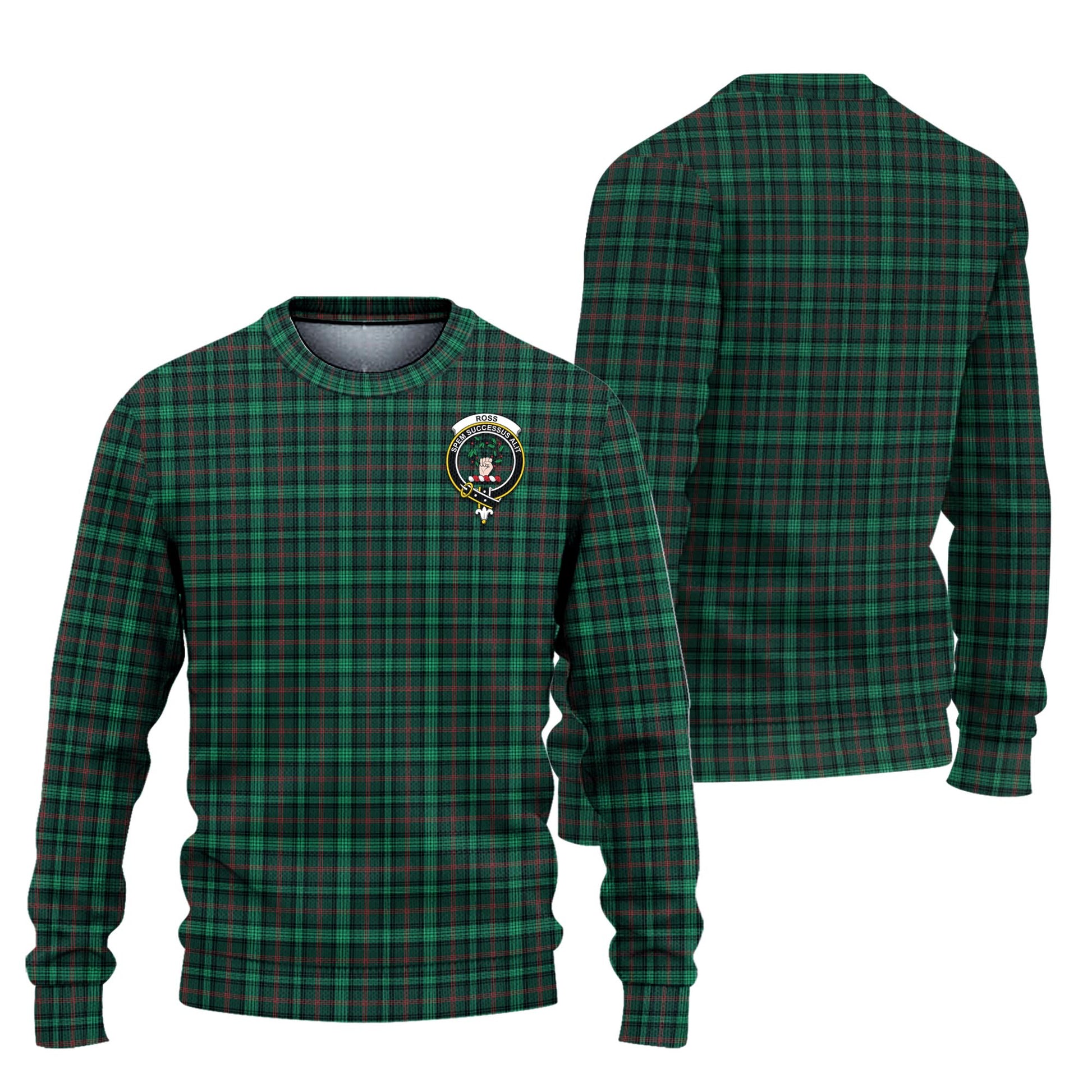 Ross Hunting Modern Tartan Knitted Sweater with Family Crest Unisex - Tartanvibesclothing