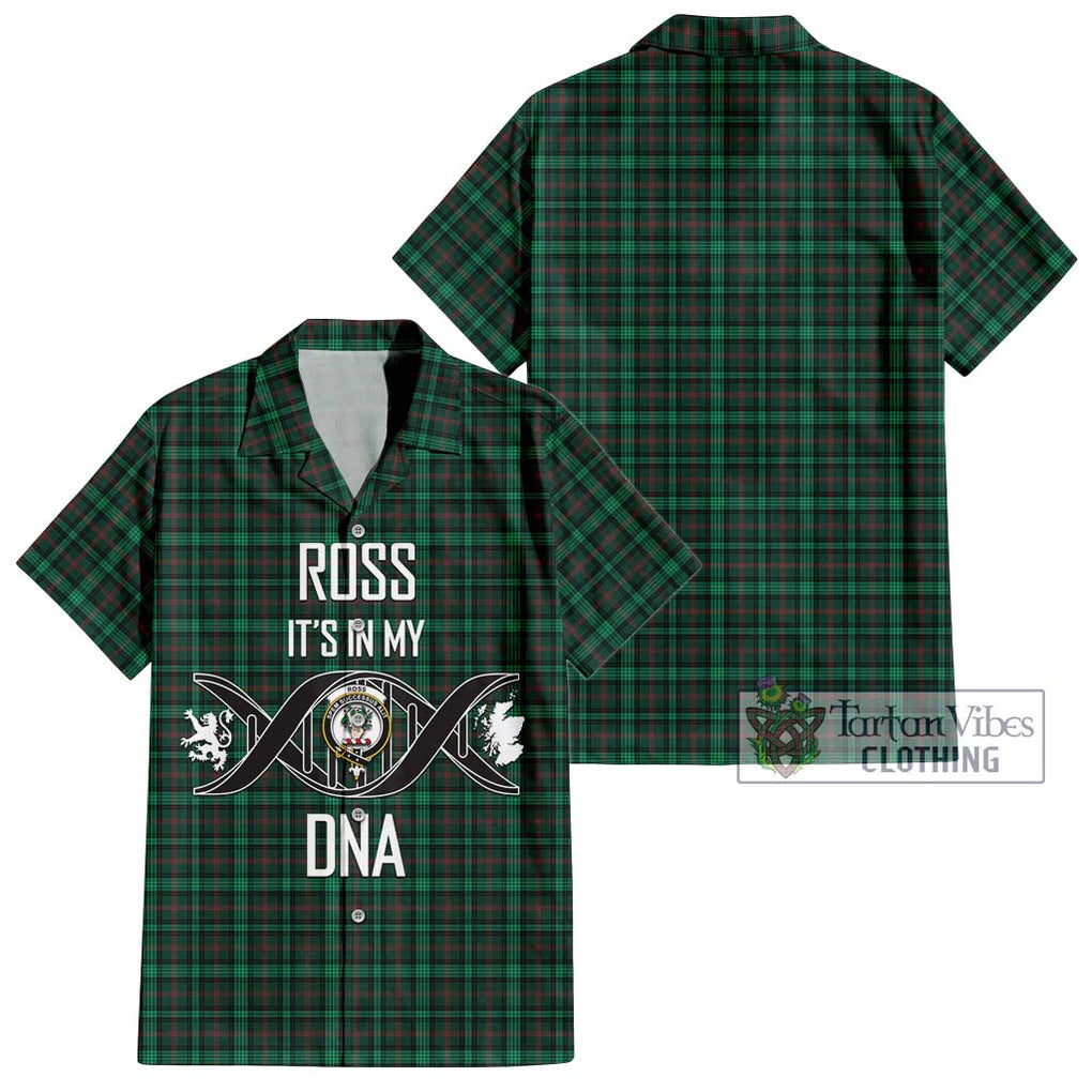 Ross Hunting Modern Tartan Short Sleeve Button Shirt with Family Crest DNA In Me Style Kid - Tartanvibesclothing Shop