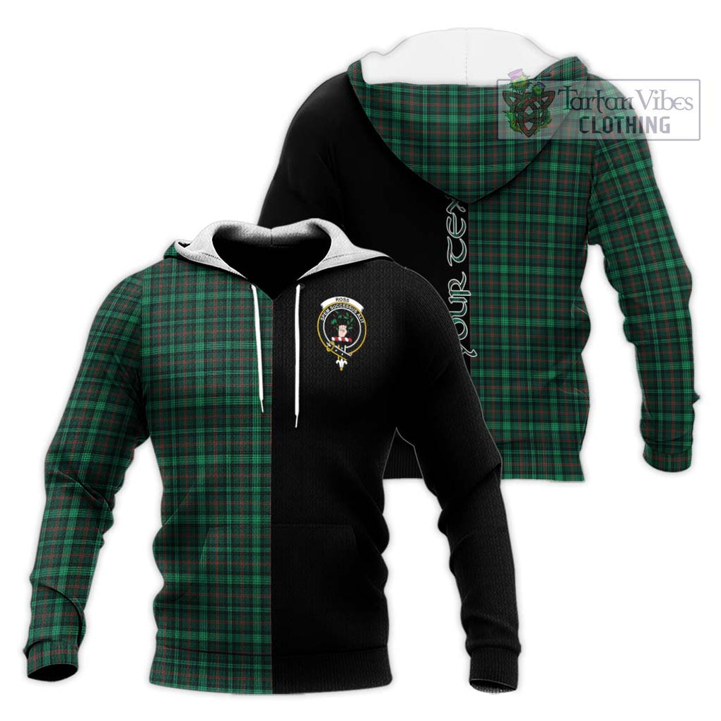 Ross Hunting Modern Tartan Knitted Hoodie with Family Crest and Half Of Me Style Unisex Knitted Pullover Hoodie - Tartanvibesclothing Shop