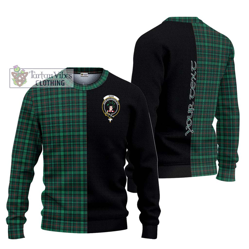 Ross Hunting Modern Tartan Knitted Sweater with Family Crest and Half Of Me Style Unisex - Tartanvibesclothing Shop