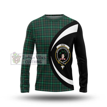 Ross Hunting Modern Tartan Long Sleeve T-Shirt with Family Crest Circle Style
