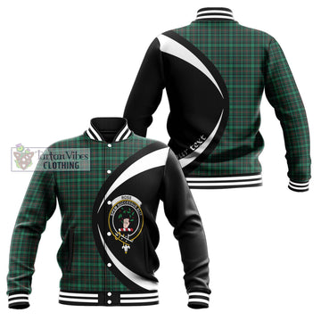 Ross Hunting Modern Tartan Baseball Jacket with Family Crest Circle Style